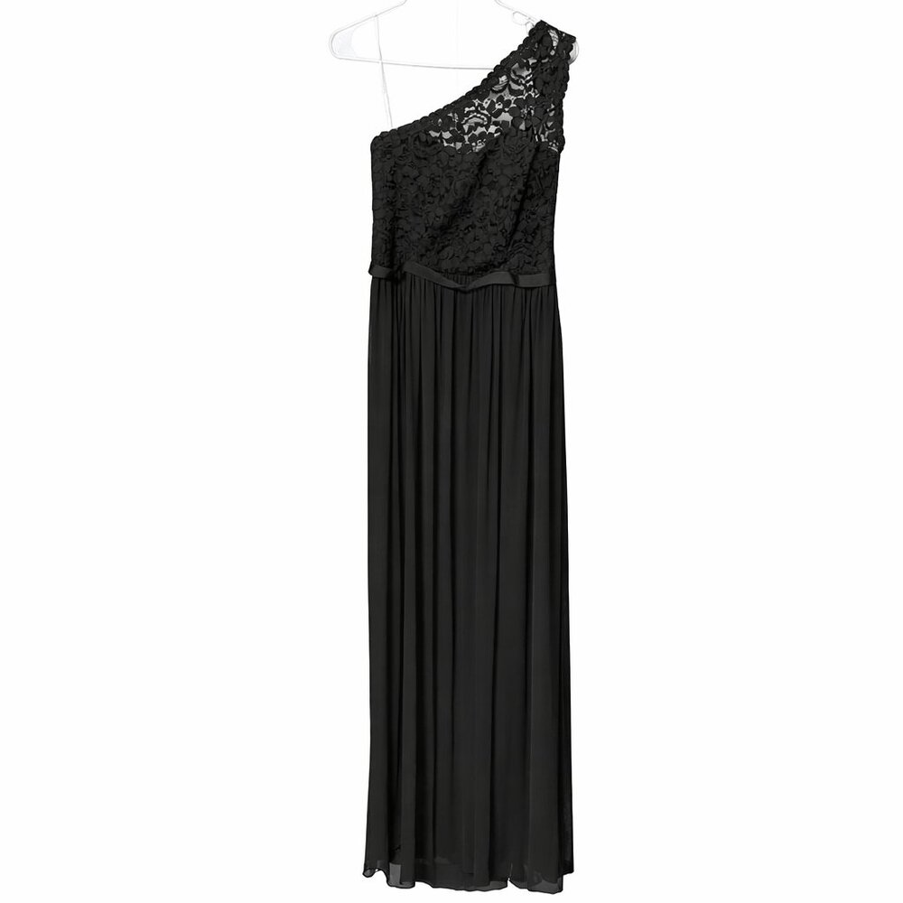 David’s Bridal One Shoulder Long Lace Dress Black Size 10 NWT - Picture 2 of 9